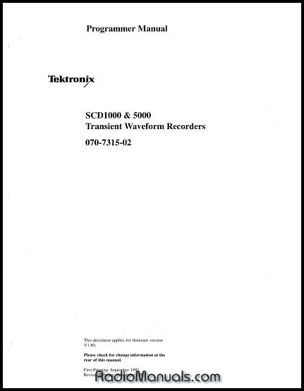 Tektronix SCD1000/SCD5000 Programmer Manual